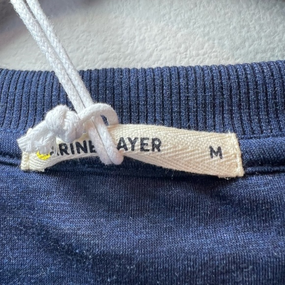 Marine Layer Womens Corbet Puff Sleeve Sweatshirt Blue Quilted Embroidery Medium - Picture 3 of 16